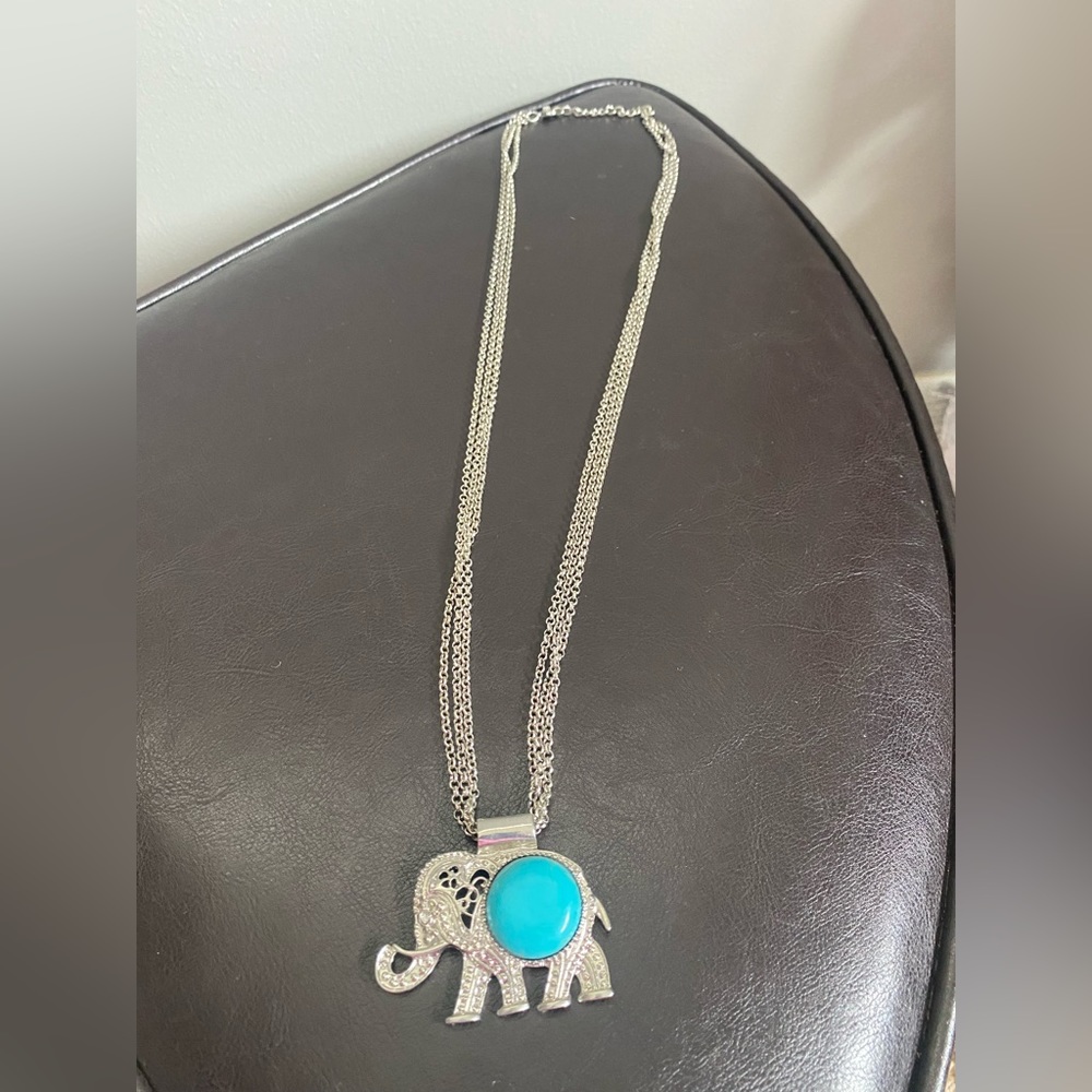 Sliver with Turquoise Elephant Necklace